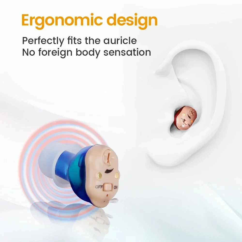 Rechargeable Hearing Aids Wireless Sound Amplifier ITE Mini Invisible Elderly Hearing Aid Headphones Deaf The Listening Device
