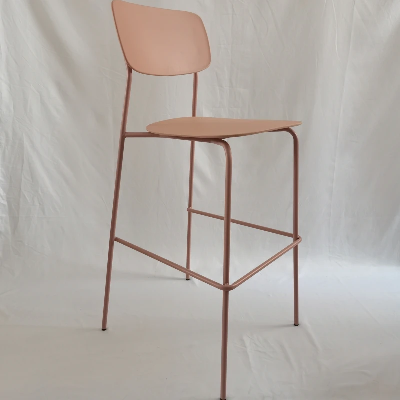 

Factory Direct Wholesale stackable pink plastic seat metal leg hand made Bar Chairs Counter Furniture Modern High Bar Stool