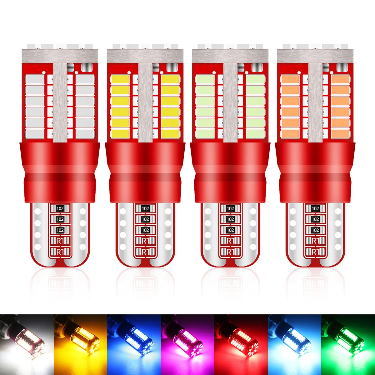 4Pcs T10 W5W LED Bulbs Canbus Car LED Interior Reading Parking Lights 12V 57SMD Super Bright Dome Lamp No Error