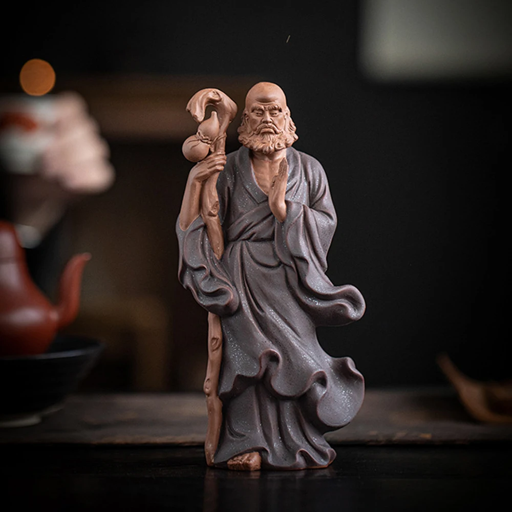 Lila Ton-Bodhidharma-Patriarchen-Ornament, Zen-Ornamente für Wohnzimmer und Arbeitszimmer, Heimdekoration, Zen-Charakter-Dekoration
