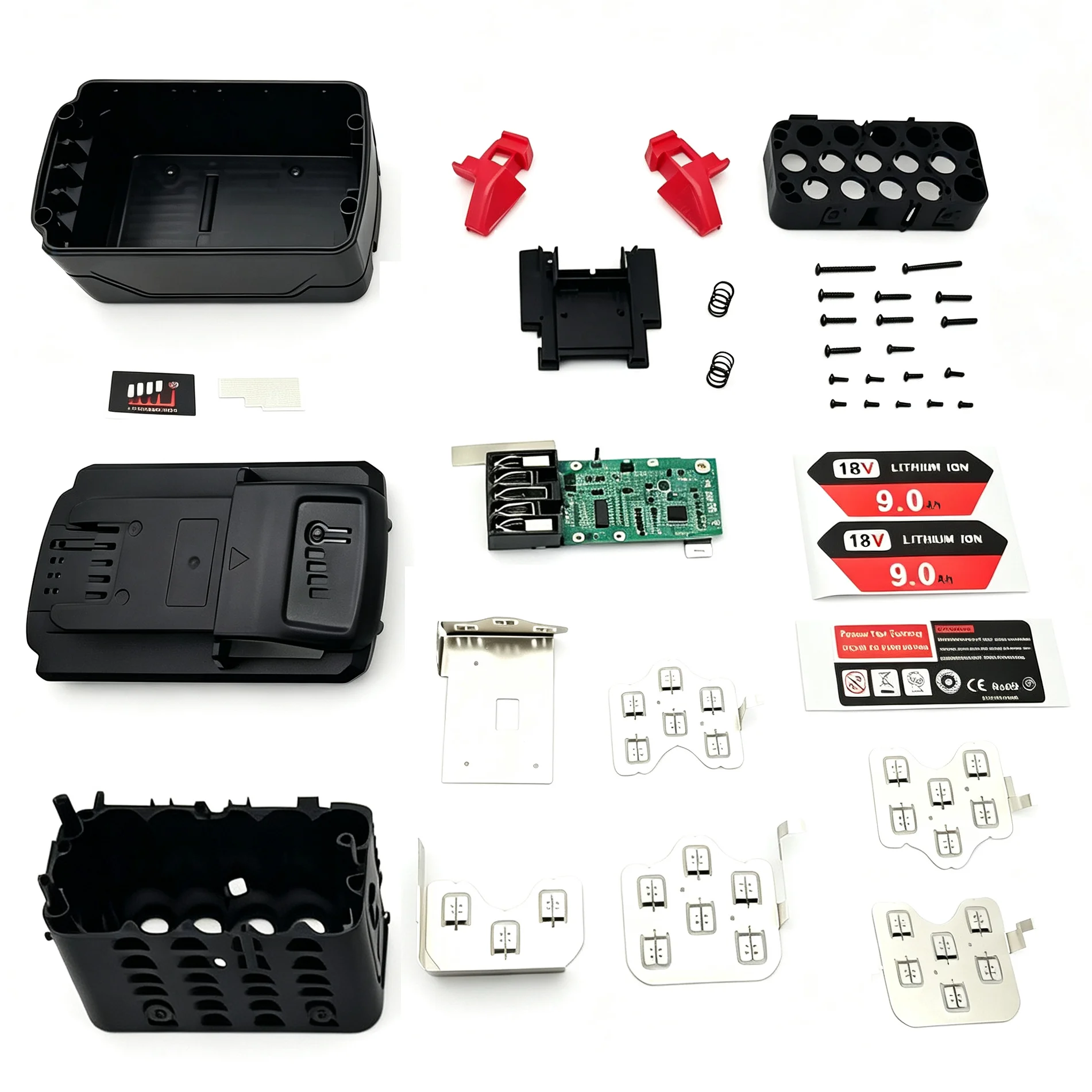 M18 Li-ion Battery Plastic Case Shell PCB Charging Protection Circuit Board For Milwaukee 18V 3Ah 6Ah 9Ah Housings Sticker Label