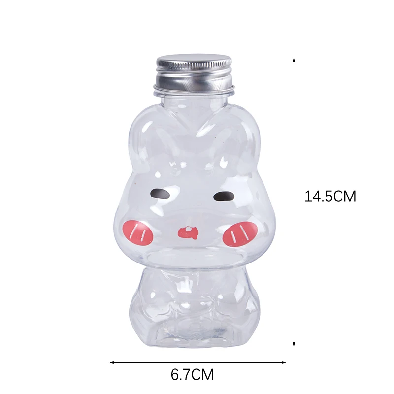 Disposable Drink Bottles Cartoon Rabbit Bear Cup Cute Juice Drink Milk Tea Beverage Storage Bottles Portable Sealed Bottle