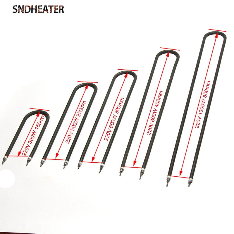 SNDHEATER 220V Electric U Shape Heating Element 304 Stainless Steels Kitchen Oven Stove Tubular Heater 300W 500W 600W 800W 1000W