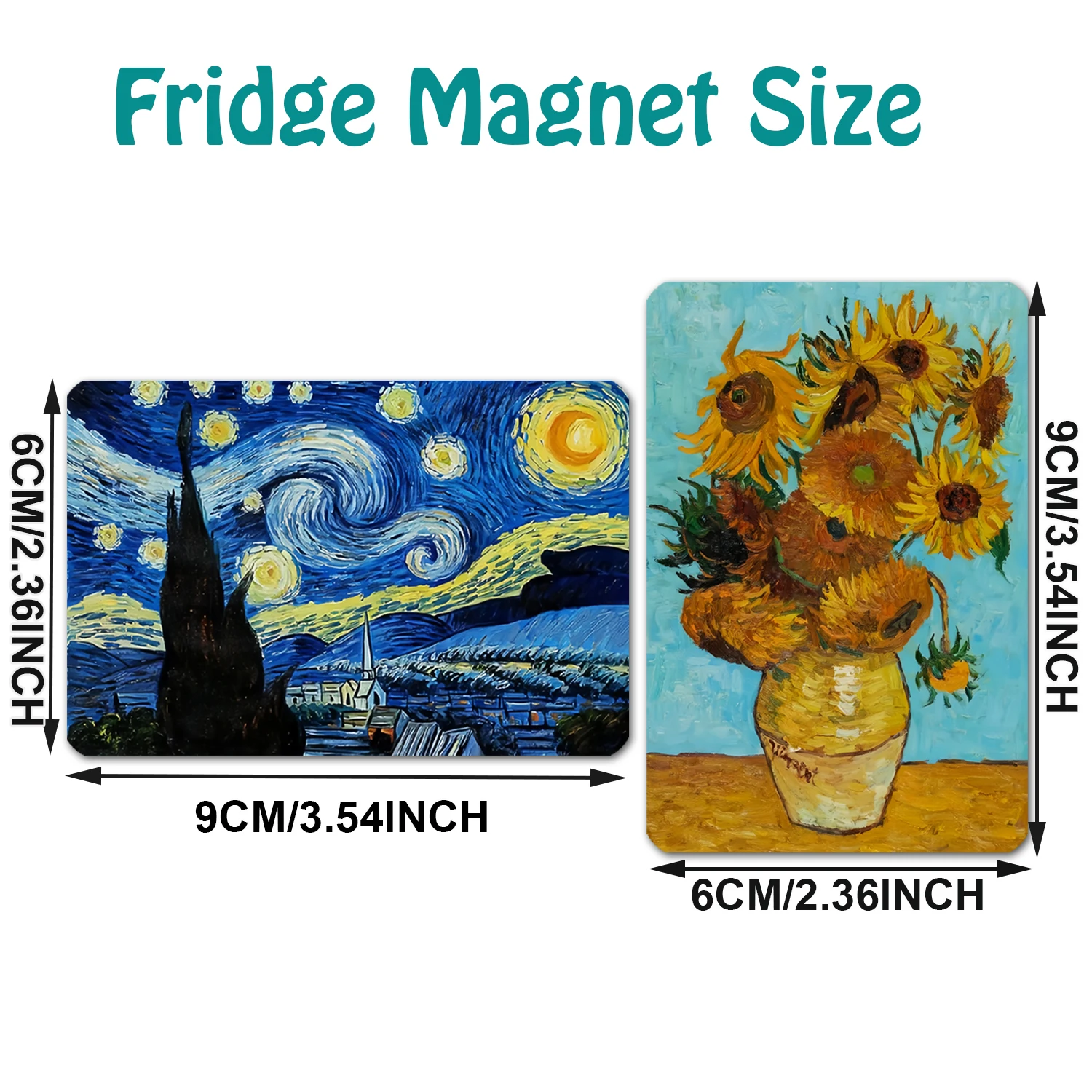 4PCS/SET Art Print Refrigerator Magnet, World Famous Paintings Creative Decorative Magnetic Refrigerator Stickers