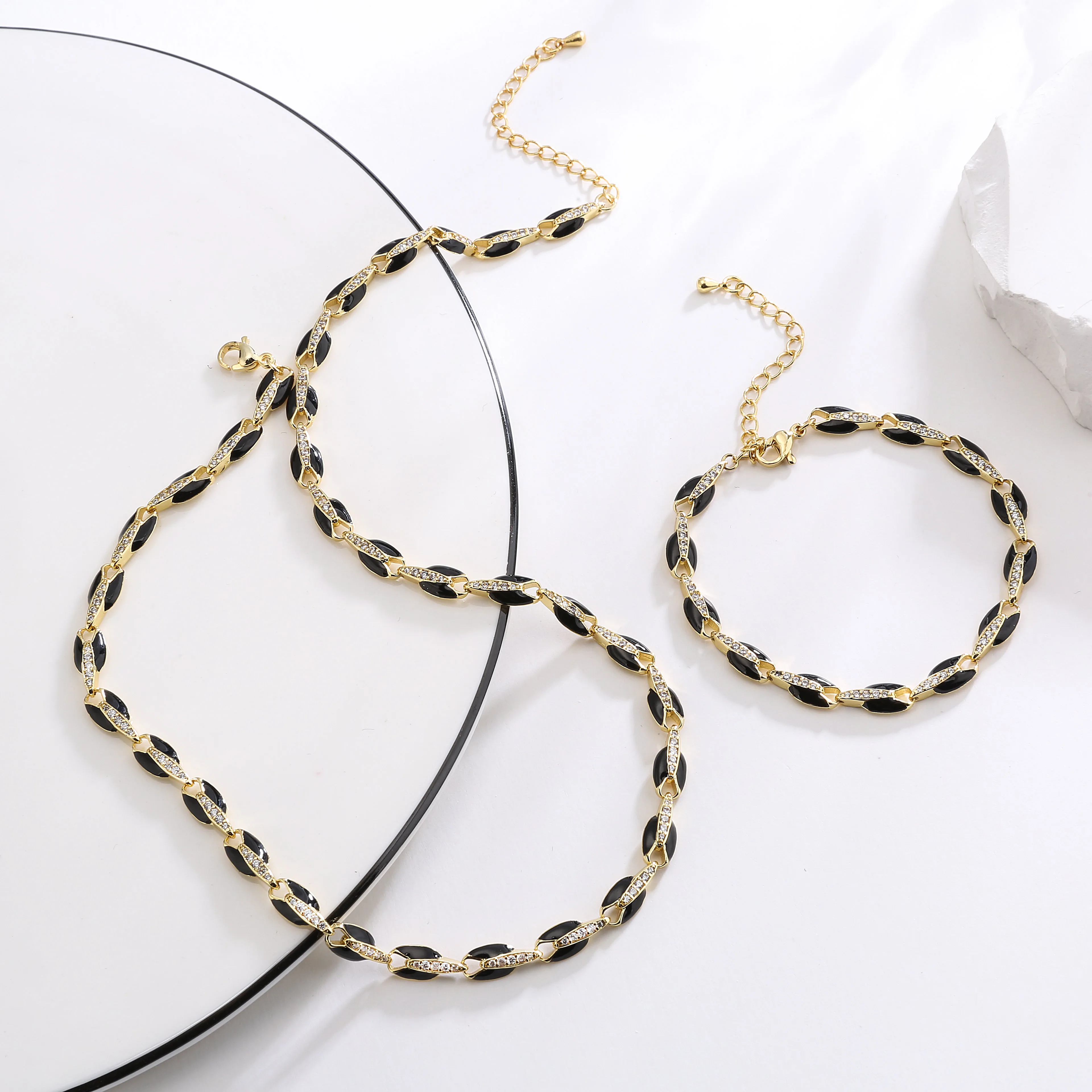 HECHENG,original fluorescent color chain necklace Bracelet ,fashion jewelry set factory direct sales wholesale