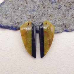 Semiprecious Natural Stone Yellow Opal And African Sodalite Earring Bead Fashion Jewelry Accessories 39x14x5mm 6g