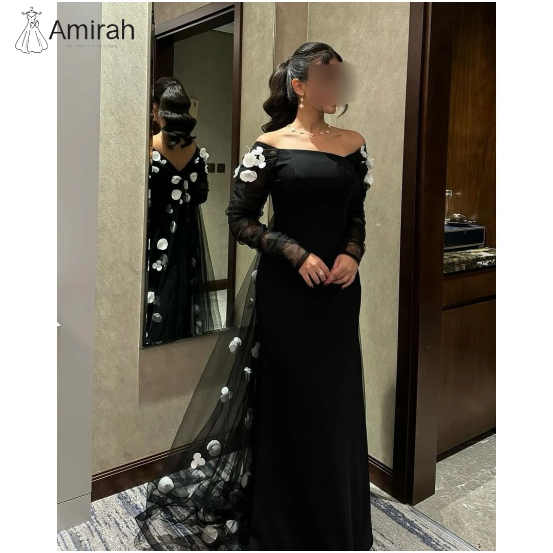 

Amirah Evening Dresses for Luxury Party Dresses Woman 2025 Flower Cloak Custom Made Fish Tail Black Elegant Long Dress Ball Gown