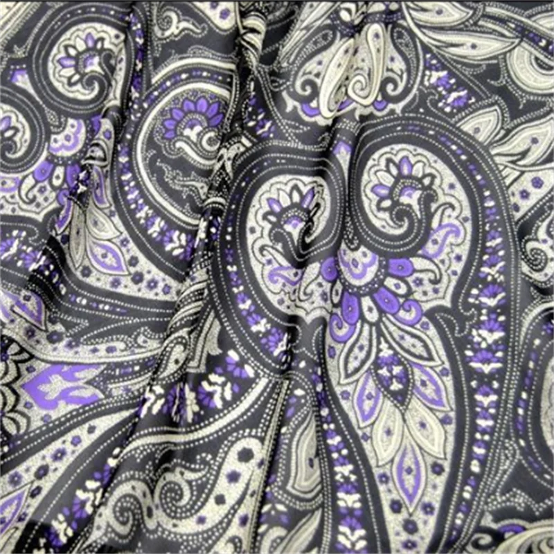 Purple Paisley Beautiful Floral Design Comfortable Soft Feeling Breathable Material Silk Georgette Fabric for Women Dress Shirt