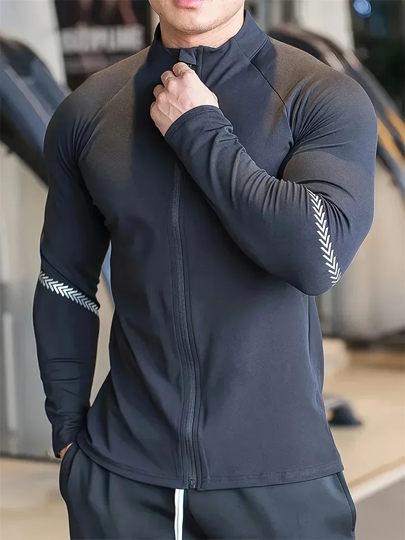 

2025 Spring autumn Running Jacket Men zipper tops Fitness Tight Jacket Training Sportswear Jogging Sweatshirt Man cardigan Coat
