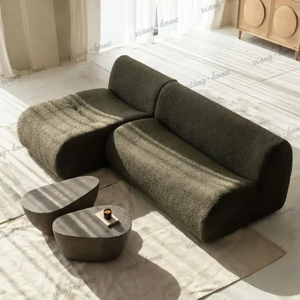 lsModular Sectional Couch, Boneless 3 Seater Sofa with Chaise Set, Reversible LShaped Couches with Deep Seat, Green Curved Sherp