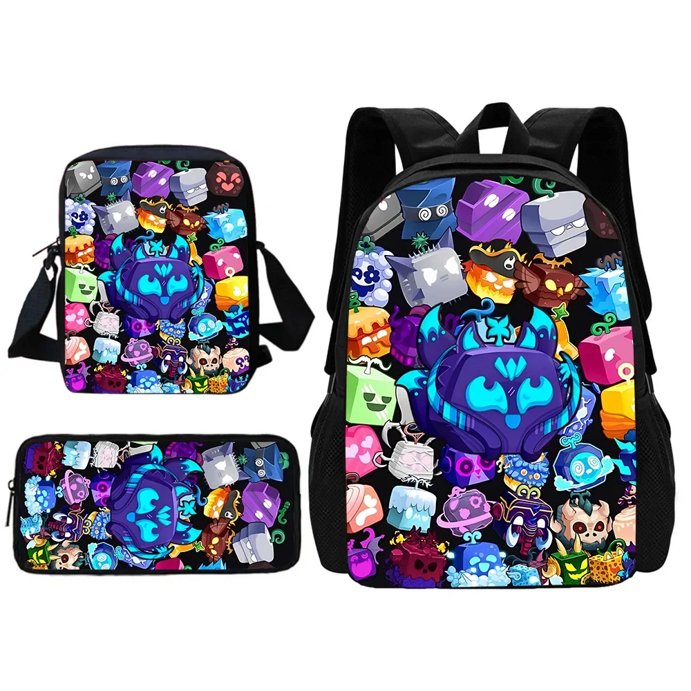 Cartoon Blox Fruits Child School Backpack With Shoulder Bag Pencil Bags School Bags for Boys Girls Best Gift