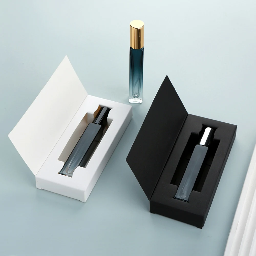 30 個 10 ミリリットル香水スプレーボトル包装箱付き空のガラスアトマイザー旅行化粧品ボトルサンプルバイアル詰め替えドロップ