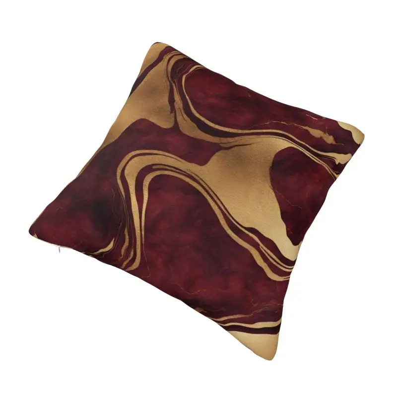 Custom Preppy Chic Modern Minimalist Gold Burgundy Marble Cushion Cover 45x45cm Polyester Throw Pillow for Car Square Pillowcase