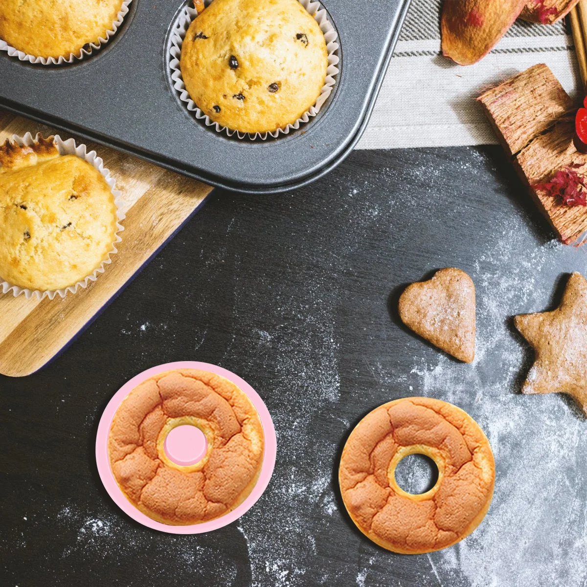 

2pcs 4 Inch Silicone Donut Mold Food Grade Nonstick Cake Mould For Baking Cartoon Desserts Kids Treats Reusable Baking Tools