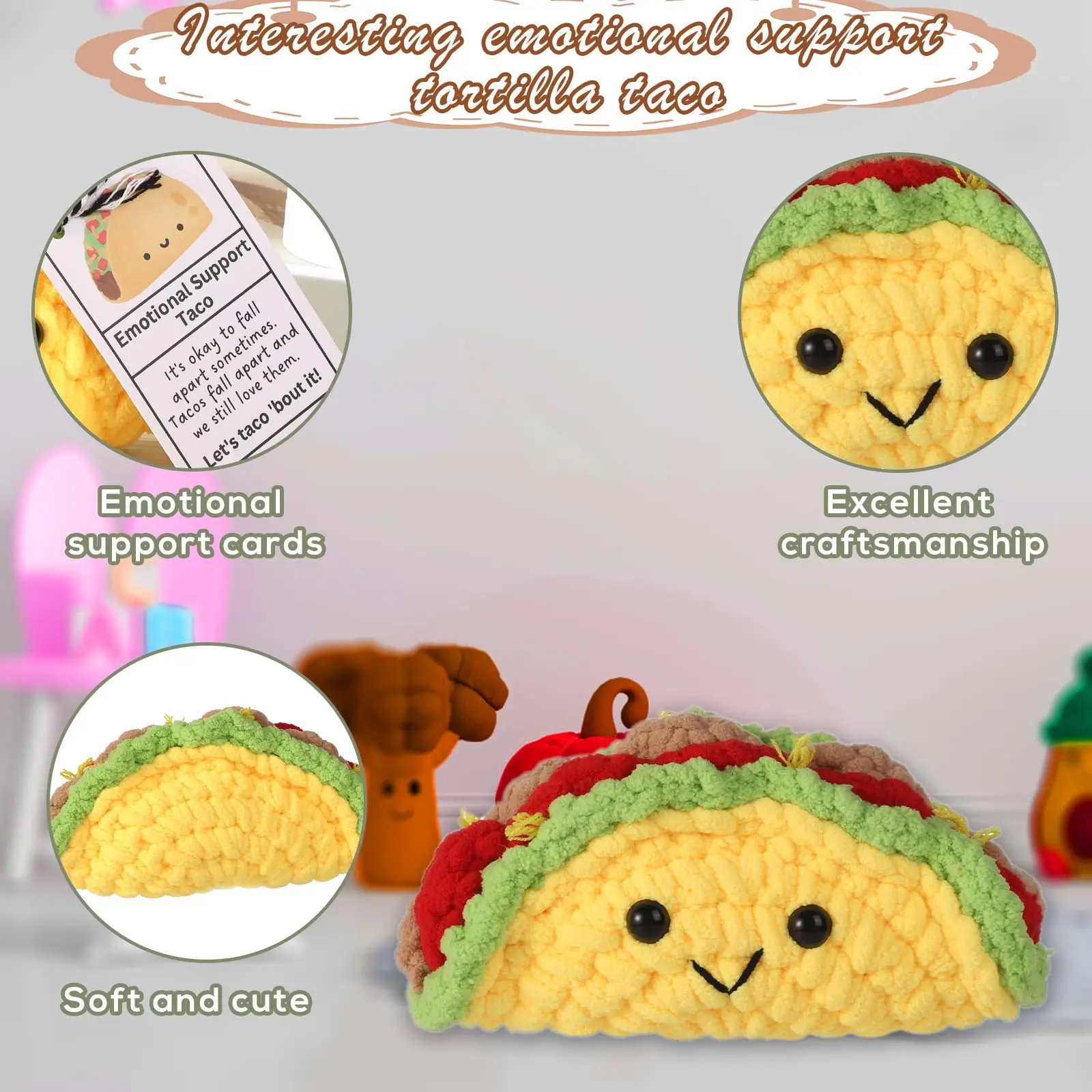 قطعة واحدة من زخرفة محشوة إيجابية، هدية عيد الميلاد الملهمة مع بطاقة إيجابية، ديكور غرفة صغير لطيف، عيد الميلاد، هدية الهالوين للأصدقاء والزملاء والعائلة