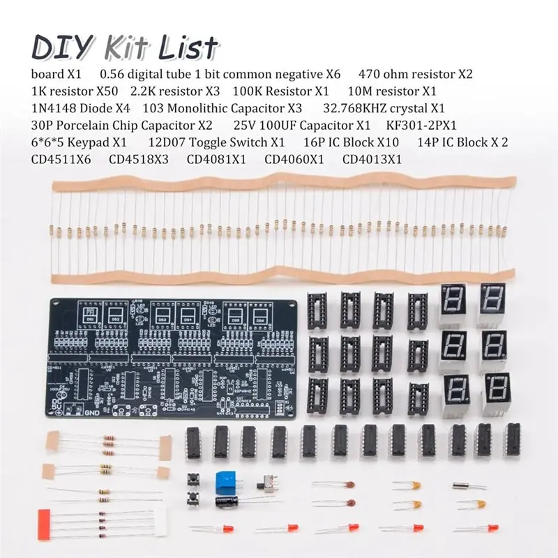 A93E-6-Digit DIY Electronic Clock Kit DC 4.5V-5.5V Circuit Board For Soldering Practice Learning Crafting Clock Electronics