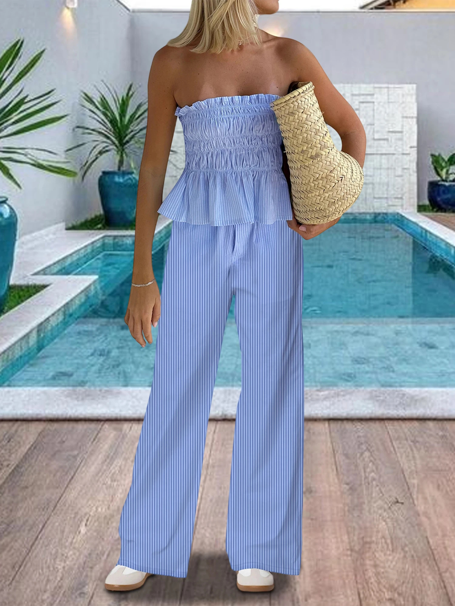 

Elegant Floral Print Off-Shoulder Blouse and High-Waisted Palazzo Pants Set for Women s Autumn Fashion 2 Piece Outfit