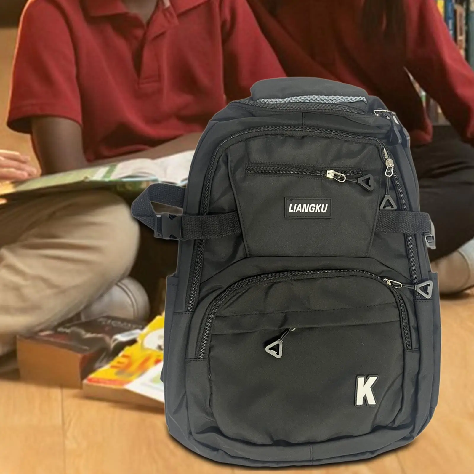 

Student Backpack Two Side Pockets High School Daypack for Daily Travel Teens