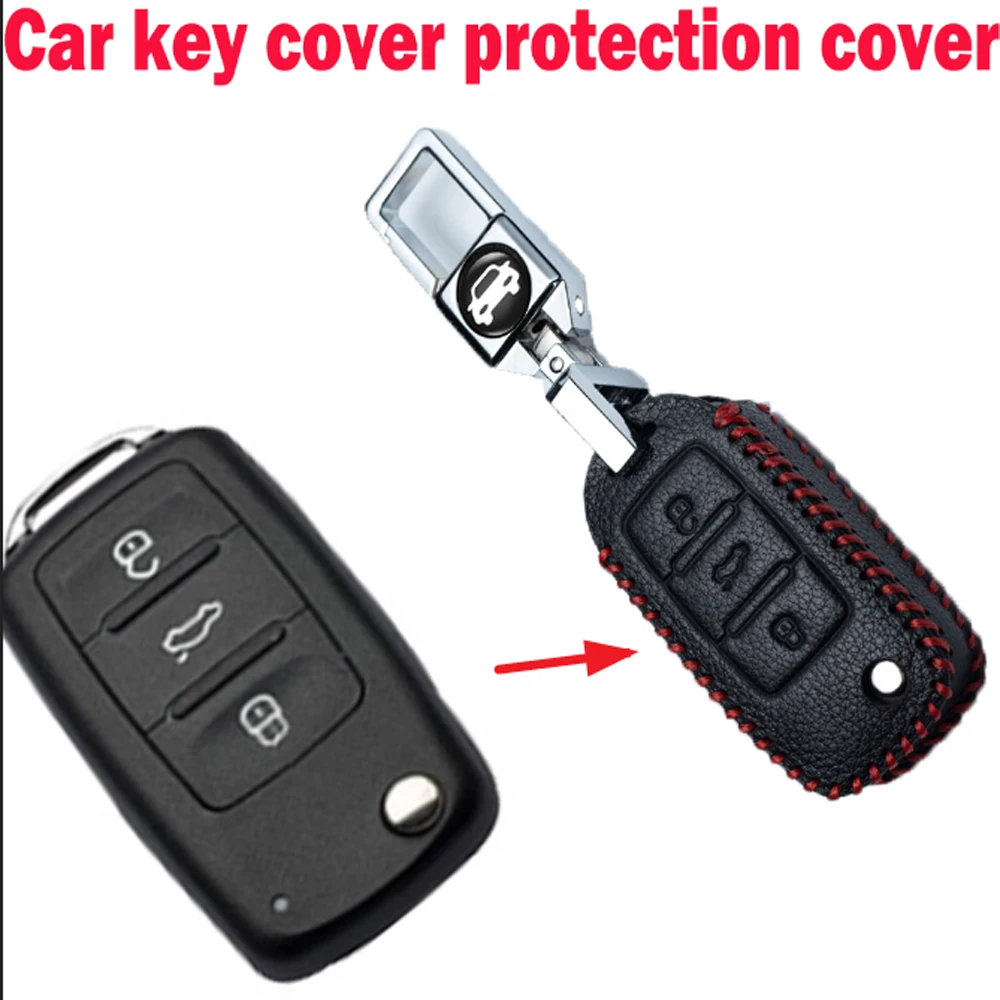

Car Key Cover Protective Shell Head Layer Cowhide for Tukai for Lavida for Passat for Matten for Golf Car key cover