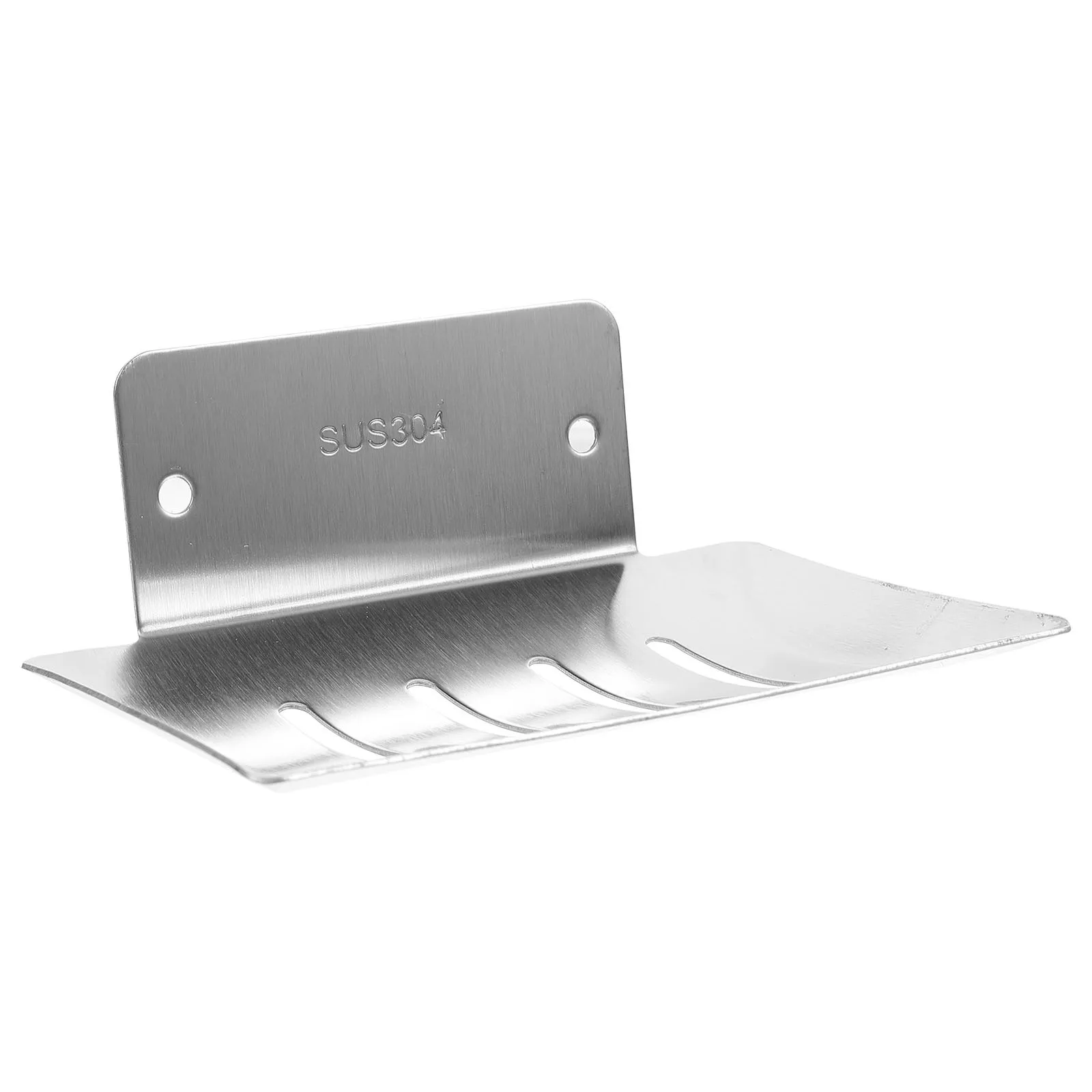 

Punch Free Soap Dish Wall Mount Draining Soap Rack Soap Tray Soap Box for Bathroom - Small Holes (Silver)