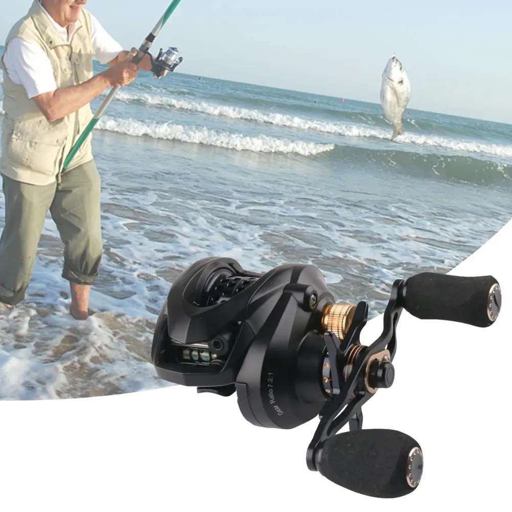 

Metal Fishing Reel High Hardness Double Wire Cup Low-Profile Reel Adjustable Brake System EVA Grip Angling Reel Fishing Tackle