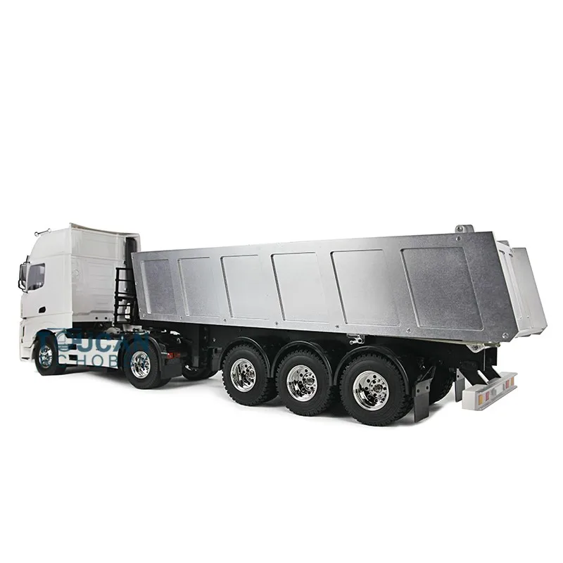 TOUCANHOBBY 2 assi 1/14 RC Hightop trattore camion con 3 assi scarico ribaltabile kit rimorchio telecomando auto giocattoli per adulti THZH0371