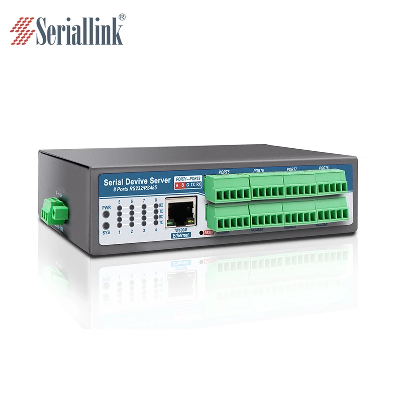 SERIALLINK 8 Ports RS232/485 to Ethernet Converter Serial Device Server Modbus RTU to  Modbus TCP Server DIN35MM Installed