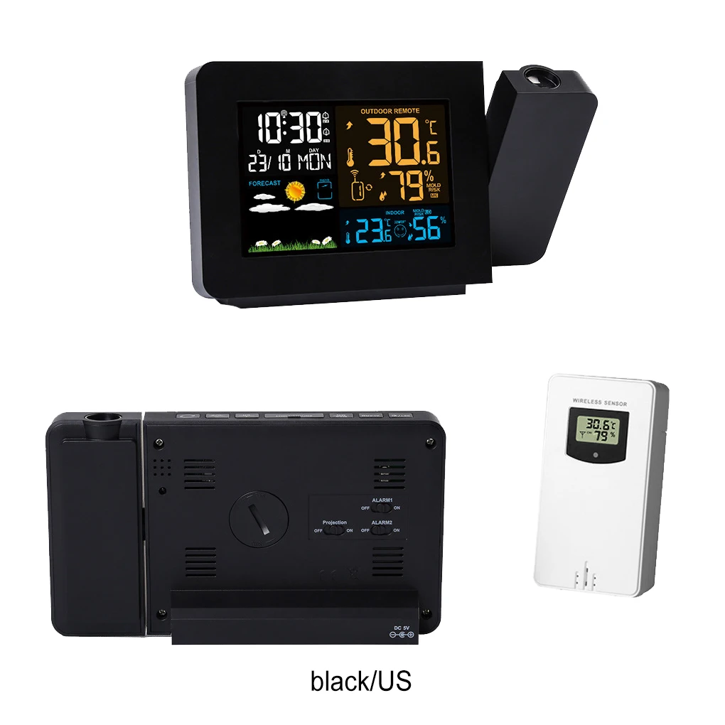 

ABS Time Clearly Anytime Anywhere Multiple Functions Electronic Projection Clock Weather Station