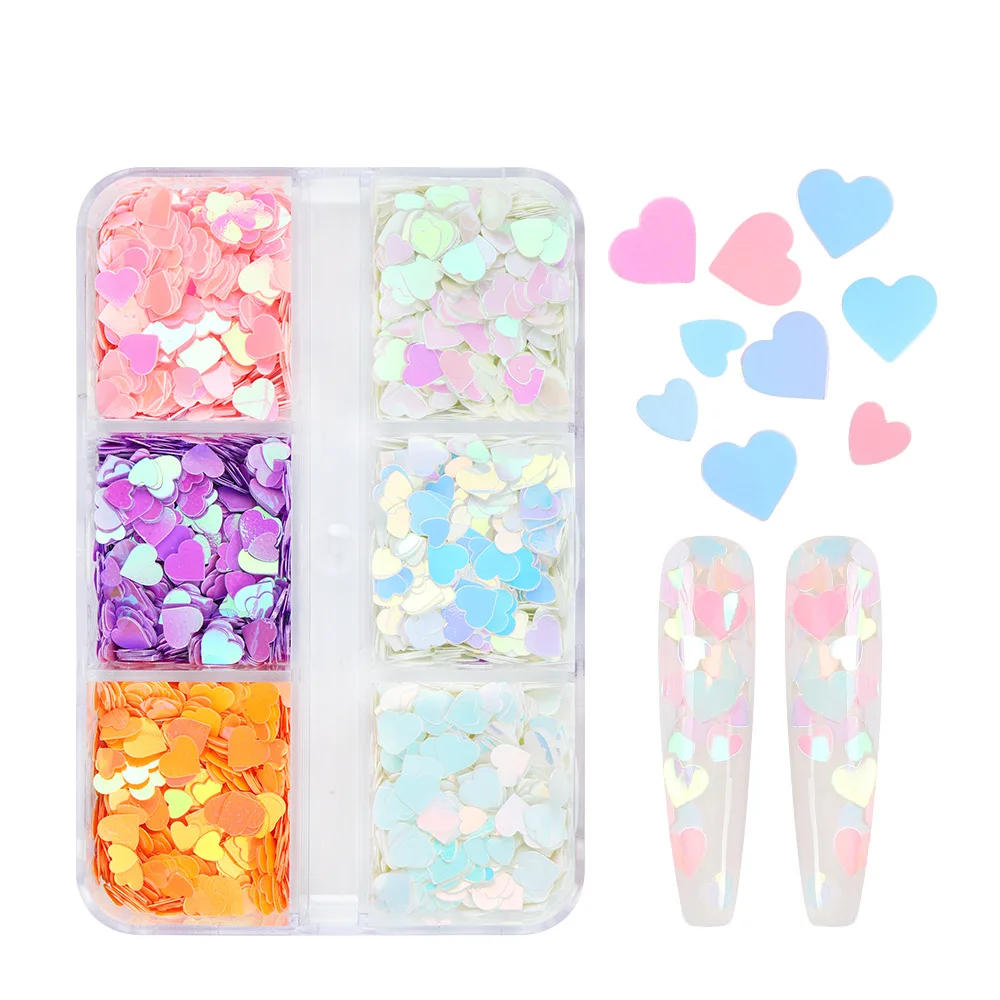 

Nail Jewelry Love Heart Nail Sequins Mermaid Love Heart Manicure Accessories Heart Nail Glitter Flakes Mixed Color