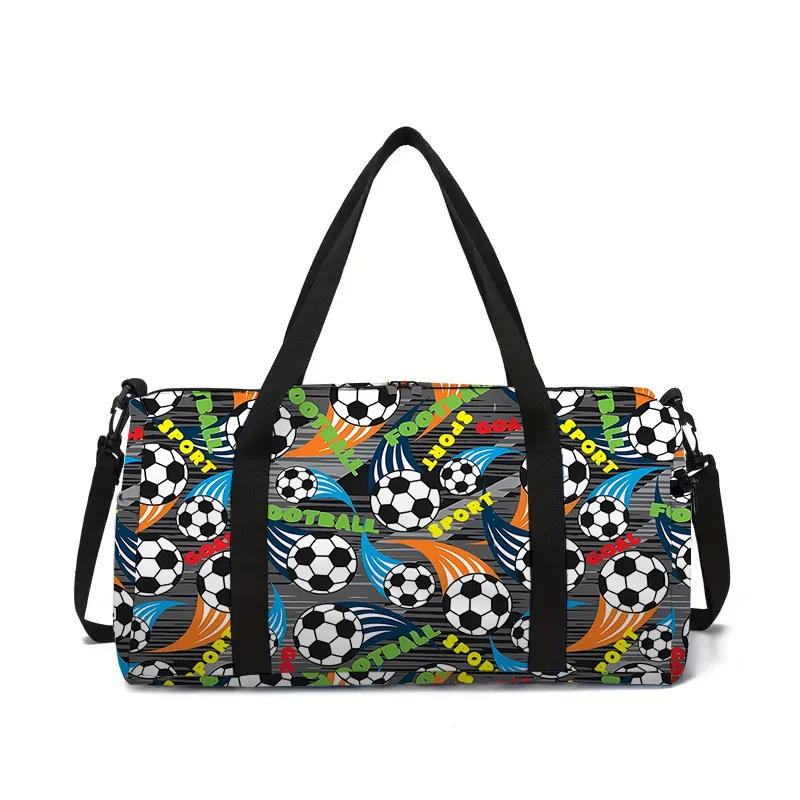 

Luxury Popular football 3D Printed Large Capacity Travel Bags Barrel Shape Crossbody Bag Outdoor Sports Bags Gym Yoga Bag