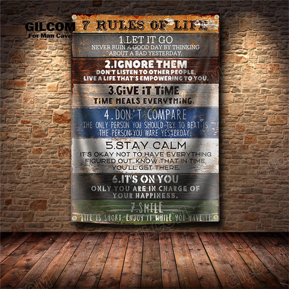 English Words  Logo Banner Flag Family Rules Warning Poster Art AD Vintage Sign Motorsprots Car Man Cave Garage Pub Club Bar