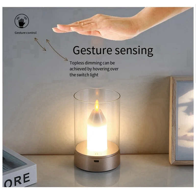 

ABUP-2X USB Candle Light Rechargeable Flameless Electric LED Candle Dancing Moving Candles Light Home Decoration