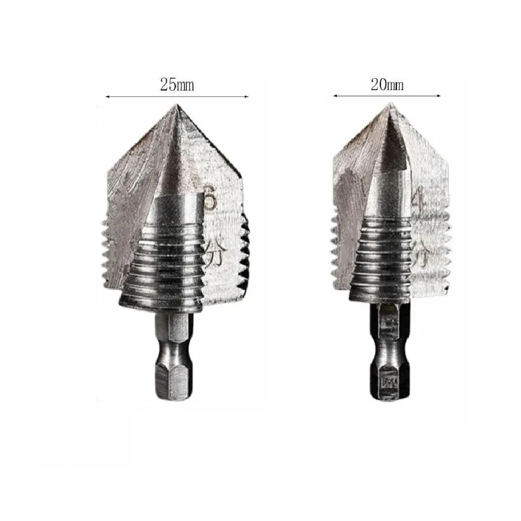 20/25mm PPR Lifting Stepped Drill Bit Hexagon Shank Water Pipe Internal Thread Expander Drill Puncher Bit Power Tools