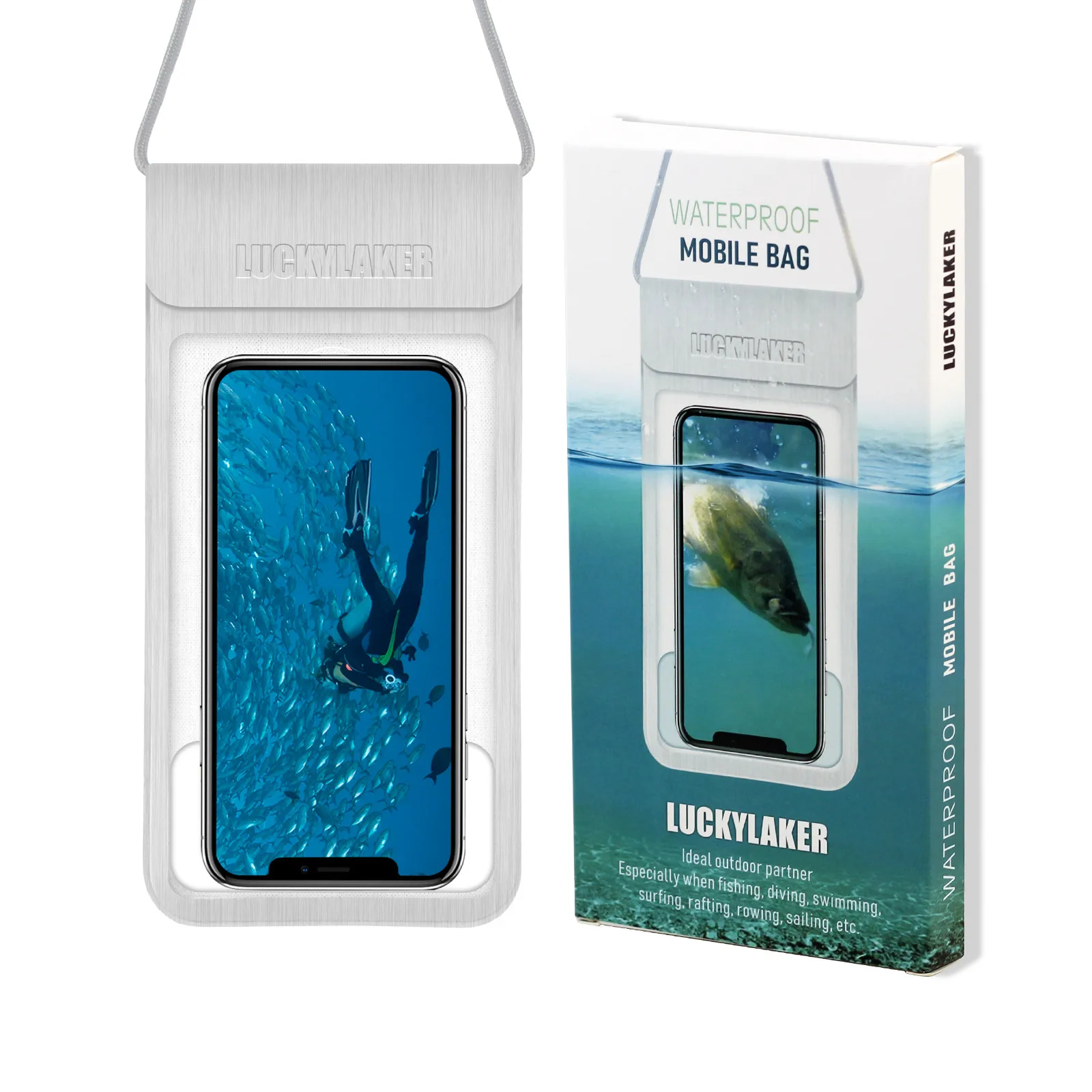 Lucky fish Finder IPX8 Mobile Phone Waterproof Bag TPU Waterproof Membrane Diving Phone Waterproof Bag Case For Under 7 Inches