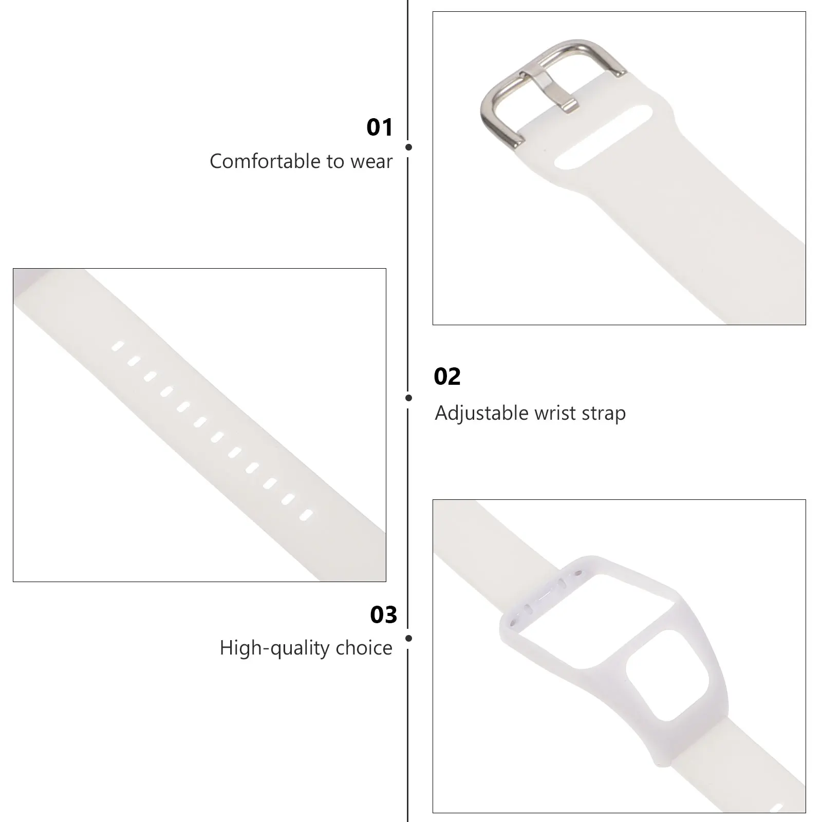 

Single Color Watchband Premium Silicone Adjustable Strap For Smartwatch Full Screen Access Easy Install Multiple Colors