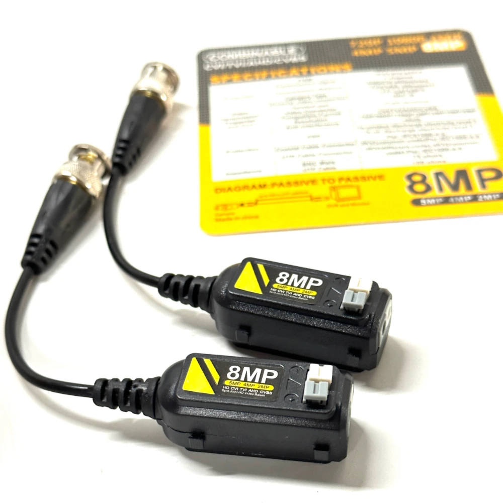 8MP/4K Passive HD BNC Video Balun Transceiver Transmitter Via UTP RJ45 Cable AHD/TVI/CVI/CVBS Connectors For 2MP/8MP Cameras