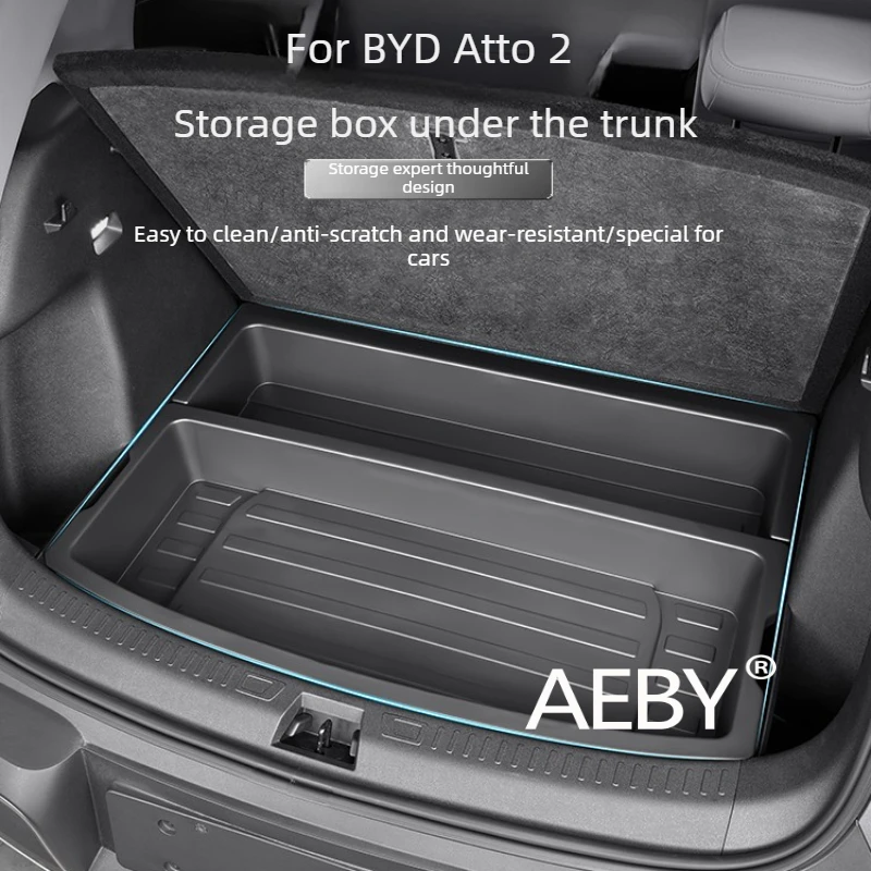 For BYD Atto 2 2024-2025 Lower Trunk Storage Box,Cargo Storage Tray,Waterproof & Anti-Slip,Trunk Storage Box with Lid,interior