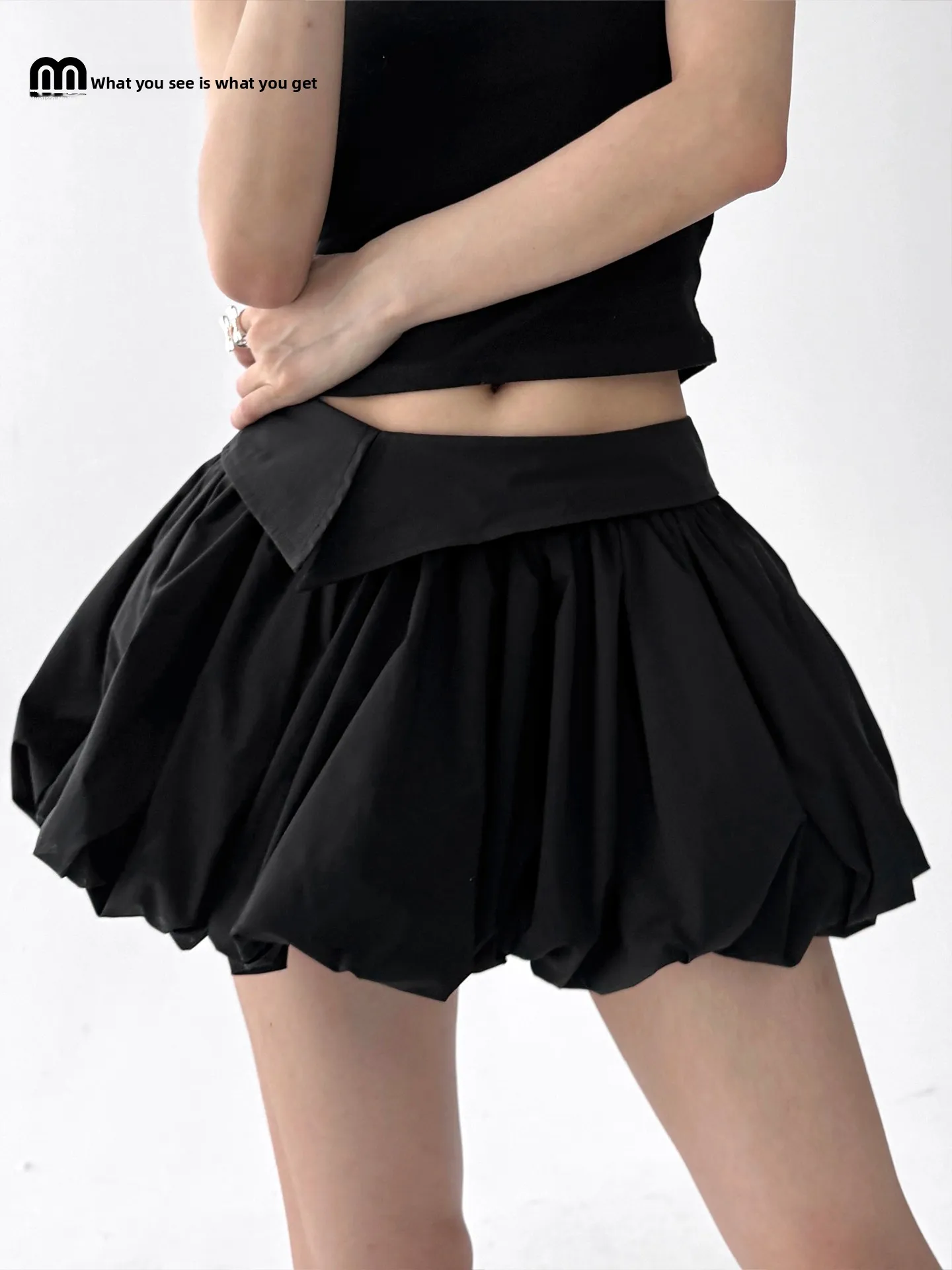 

Faionable High Waist Asymmetric Korean Sle Women's Skirt Slimming Pleated Ci Commute Suitable Polyester Fiber