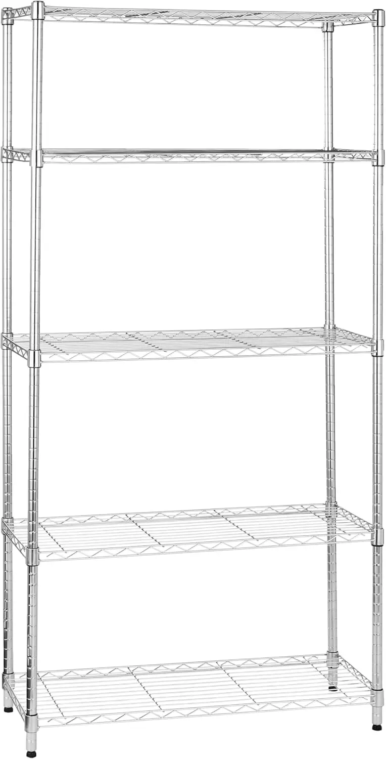 5-Shelf Adjustable, Heavy Duty Wide Storage Shelving Unit (350 lbs loading capacity per shelf), Steel Organizer Wire Rack