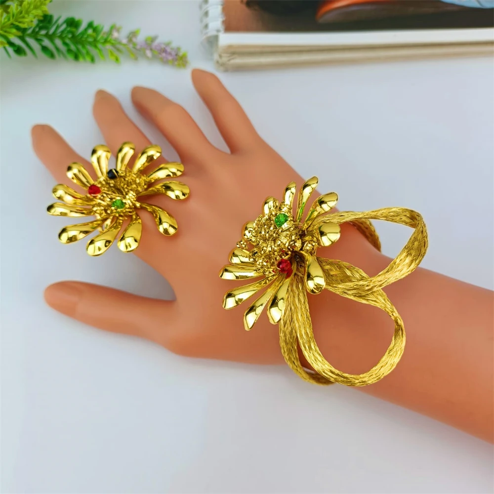 مجموعة مجوهرات مصنوعة يدويًا مطلية بالذهب البرازيلي من EMMA للنساء الأفريقيات والنيجيريا هدية مجوهرات الزفاف الفاخرة