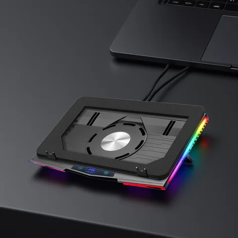 Almofada de resfriamento para laptop COOLCOLD Air Compression RGB - Refrigerador USB ultrassilencioso, dissipação de calor rápida e suporte ajustável