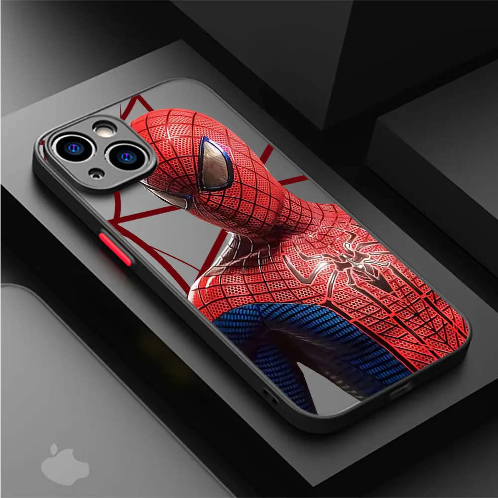 Marvel Spider Man Phone Case for iPhone 7 8 Plus 11 Pro 15ProMax 13 Mini 12 XS Max XR SE 14 Pro Print Luxury Matte Cover Coque 