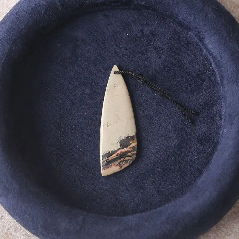 

Подвеска из натуральной яшмы шохуа, полированный драгоценный камень, земляной узор, аксессуар с черным шнуром для ремесленных украшений в стиле бохо