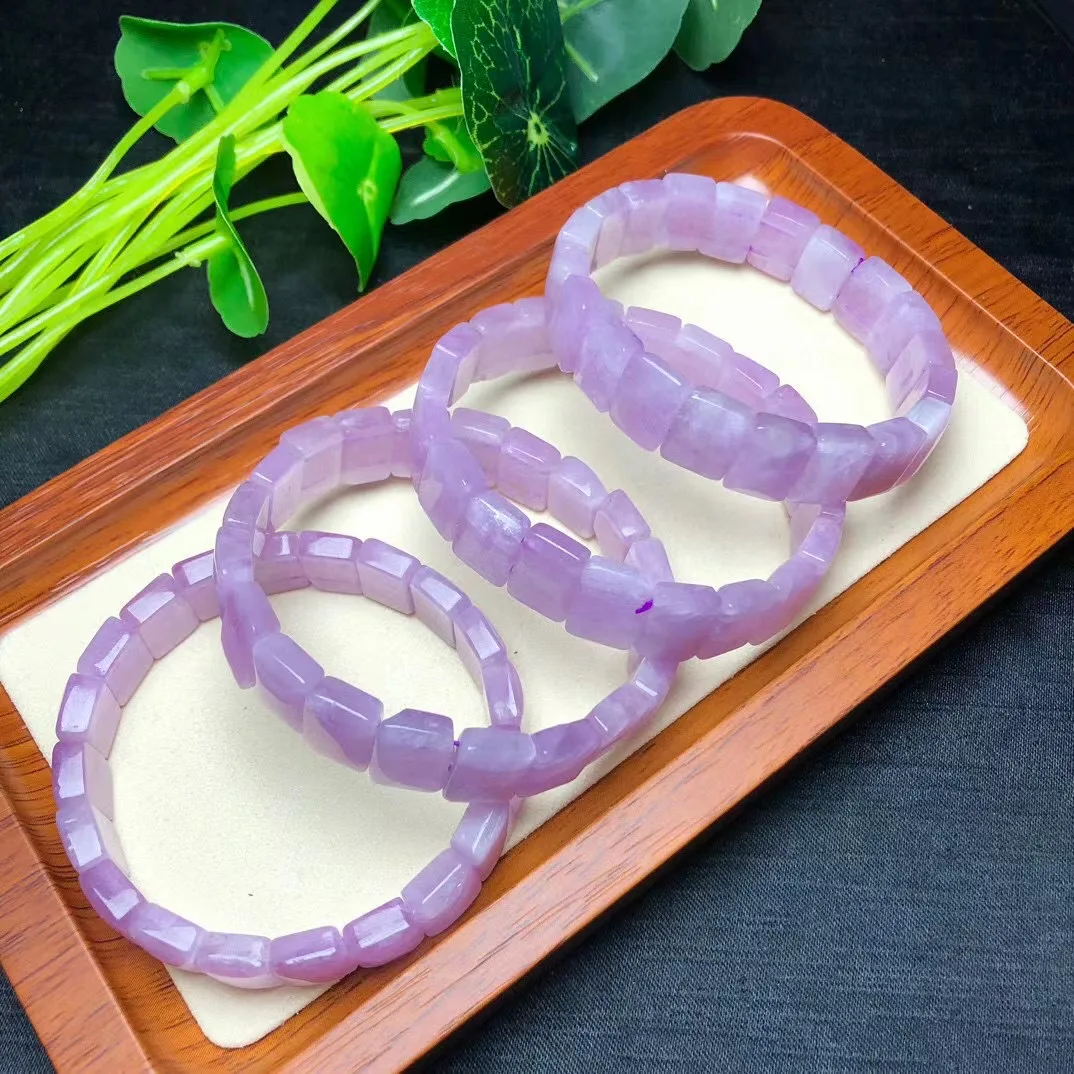 1 Pc Fengbaowu Natural Kunzite Bracelet Square Bead Bangle Crystal Healing Stone Fashion Jewelry Gift For Women 4