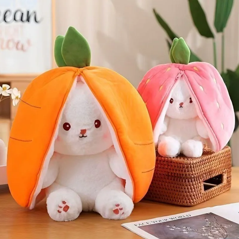 

Cute Strawberry Carrot Rabbit Plush Toy Stuffed Animal Creative Fruit Shaped Baby Cuddly Bunny Doll For Birthday Gift