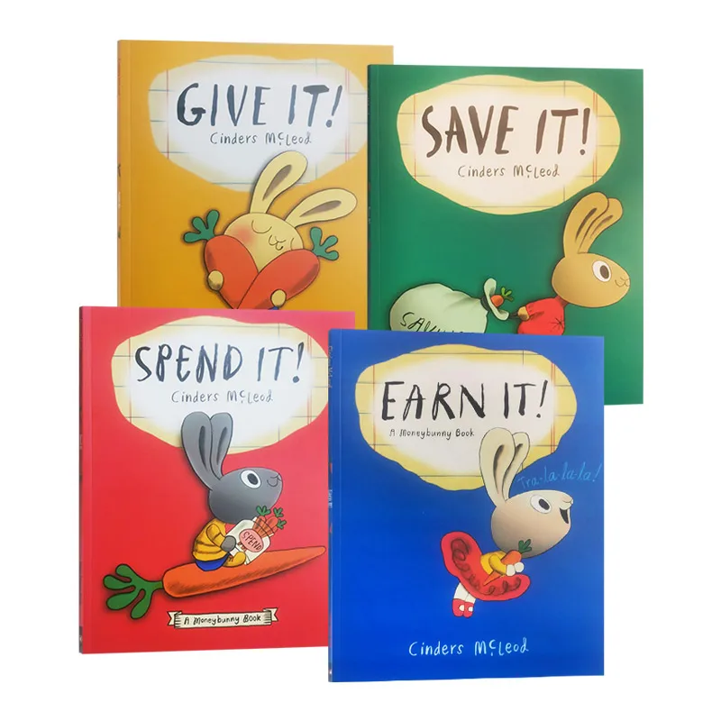 4books/Set Moneybunny, Spend Earn Save Give It, Children's books aged 3 4 5 6, English picture books, 0593090446