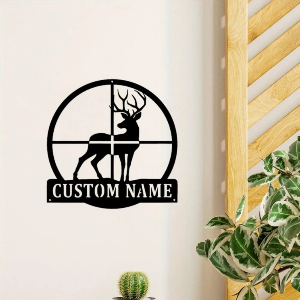 Arte de pared de asta de ciervo personalizado, placa de identificación personalizada para entusiastas de la caza, decoración de habitación sin batería, adorno temático de ciervo, Idea de regalo