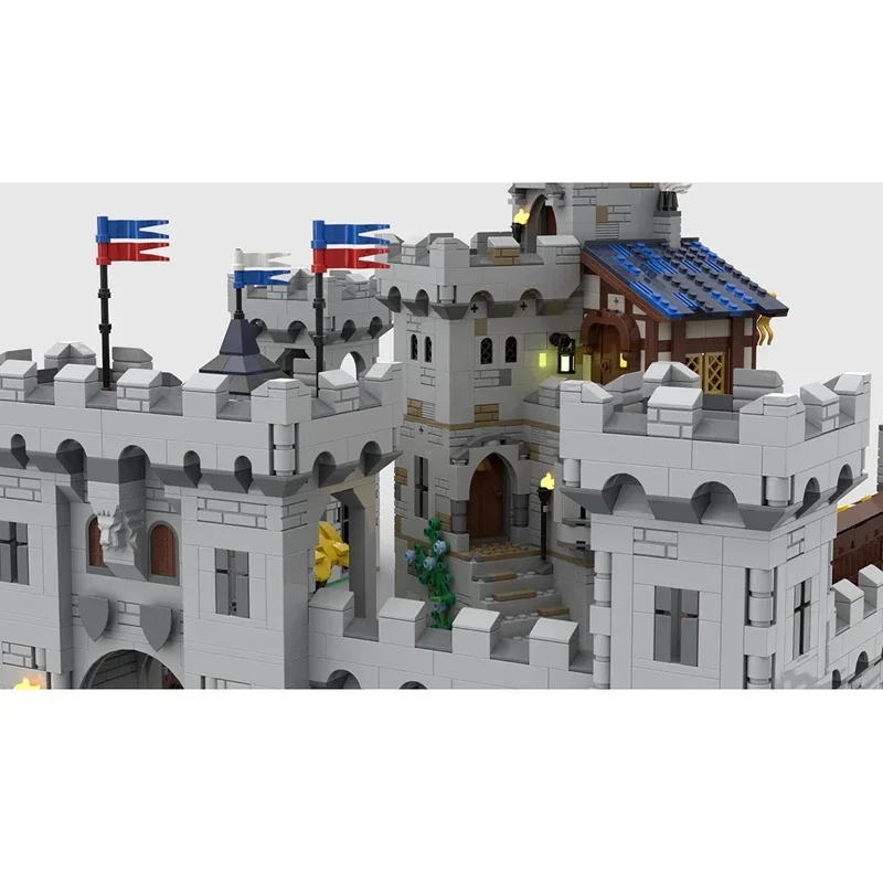 middeleeuws kasteelstad bakstenen middeleeuws militair fort stronghold ridder architectuur blokken moc modulaire bakstenen kasteel houd moc