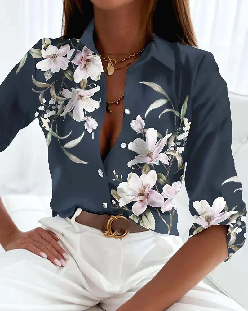 

Fashion Loose Shirt Woman Temperament Long Sleeve Woman Shirt Printed Casual Woman Shirt Holiday Top