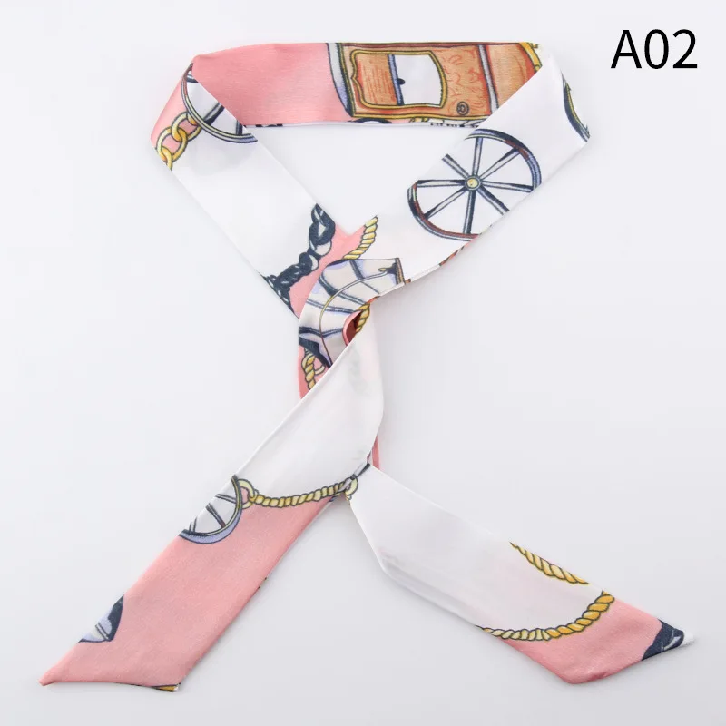 وشاح حريري بوهو شيك مقاس 4*90 سم - غلاف شعر متعدد الاستخدامات، وشاح للرقبة وإكسسوارات الحقائب #3